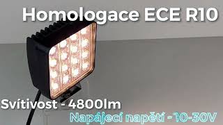 LED světlo hranaté bílé/oranžový predátor 16x3W, 107x107x60mm, ECE R10