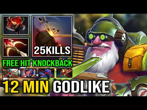 WTF Totally Free Hit Knockback 12Min Godlike Sniper with 1st ITEM Madness Mask Max ATK Speed Dota 2