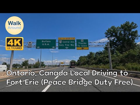 【4K60】 Canada Driving: Niagara Falls - Fort Erie (Peace Bridge Duty Free)