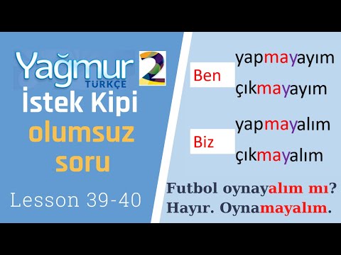 Turkish Elementary Lesson 39-40, Let's go Negative, Haydi gidelim. İstek Kipi Olumsuz ve Soru