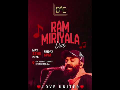 Ram Miriyala LIVE in Bay Area 2026 | Telugu Concert | Milpitas CA