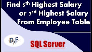 Find 5th Highest Salary  or  3rd Highest Salary From Employee Table | #sql ,#sqlinterview