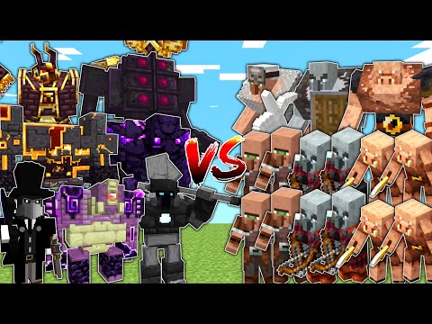EPIC Minecraft Mob Battle: OP BOSSES vs VILLAGERS!