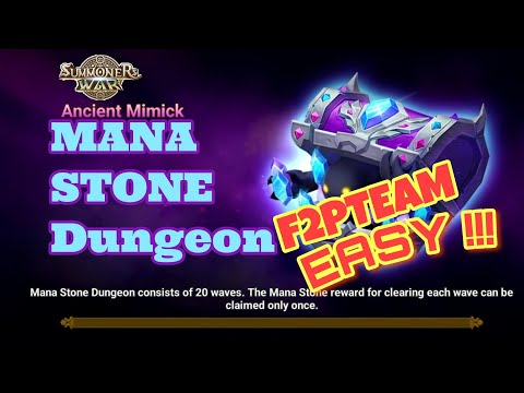 Mana Stone Dungeon, F2PTEAM EASY !!! [Summoners War Reloaded]