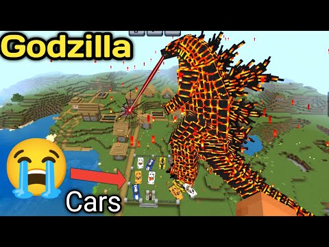 Rampaging Godzilla in Minecraft Village Alert!