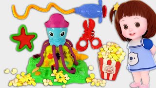 Baby Doli and popcorn play doh food toys