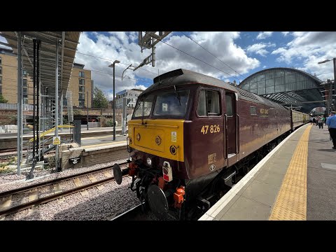 West Coast Railways 47826 drags The Capital Deltic Reprise railtous and 55009 into Kings Cross