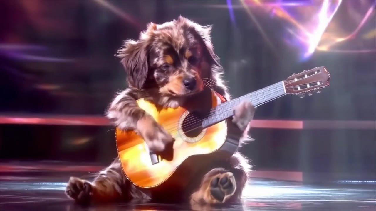 AI-Generated Dog Plays Guitar in a Unique Performance! 🎸🐶 #AI