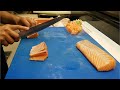 2 simple way to cut salmon for sashimi II salmon sashimi cutting technique