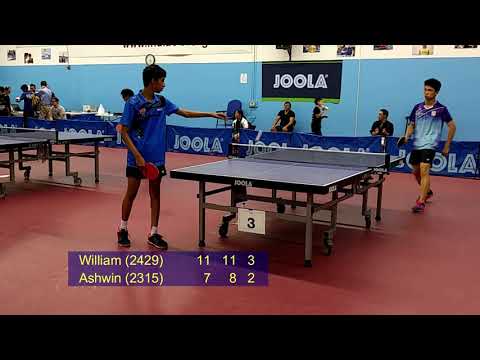 William (2429) vs Ashwin (2315) at 2019 Fall ICC Joola Open - U2500 Sem-Final