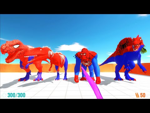 Choose The Right Weapon With Dinosaurs Spiderman T-rex in Jurassic World Dominion - ARBS Battle