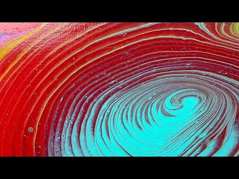 #3 Turquoise and Red Ring Pour -Amazing Contrast!!! - Acrylic Pouring - Fluid Art