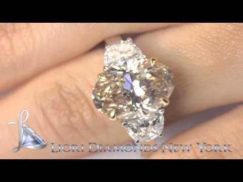 FD-SOLD-037 - 7.35 Ct Natural Fancy Champagne Oval Cut Three Stone Diamond Engagement Ring 14k