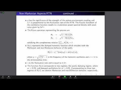 Open Quantum Systems: Facets of Non-Markovian Physics, Dr. Subhashish Banerjee, IIT Jodhpur, India