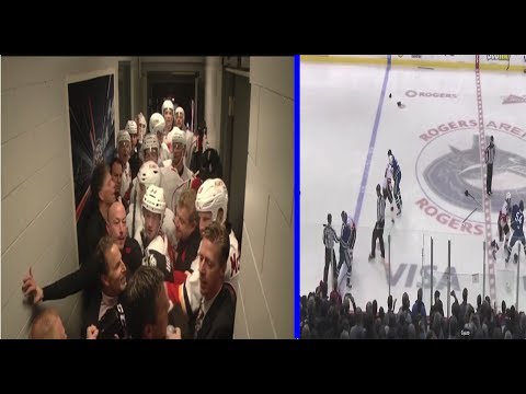 JOHN TORTORELLA FIGHT + CANUCKS FLAMES HUGE LINE BRAWL 11-18-13