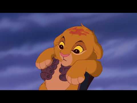 Trailer still: young Simba in stylized color fields during the ‘King’ number