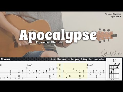 Apocalypse - Cigarettes After Sex | Fingerstyle Guitar | TAB + Chords + Lyrics
