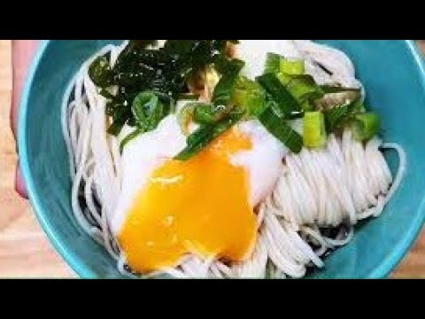 Somen noodles with hotspring egg | Thin Wheat Noodles recipe
