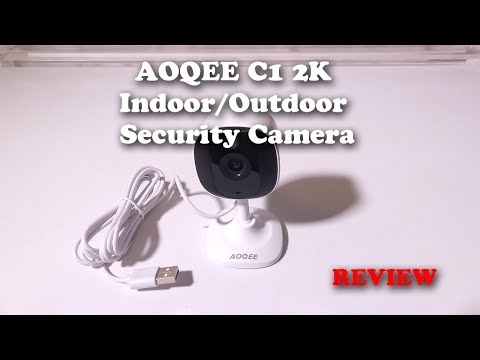 AOQEE 2K Cameras for Home Security-Outdoor/Indoor Camera for Dog/Cat/Pet/Nanny/Baby/Elderly, Color Night Vision, White Light, Siren, 24/7 SD Recordings, Works with Alexa, Plug in (C1-White-2pack-2.4G) video review thumbnail