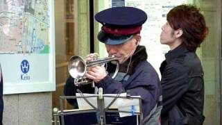 Salvation Army trumpet player at Shinjuku Station