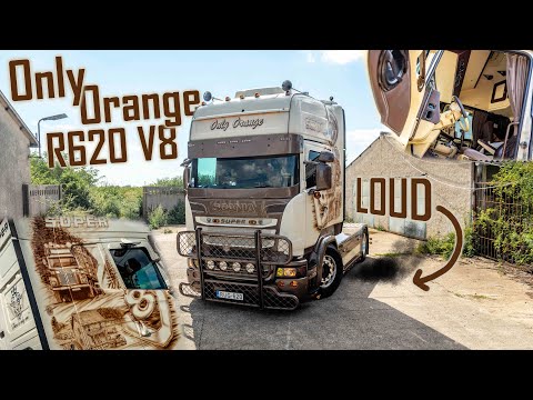 WALKAROUND & SOUND: Scania R620 V8 „Only Orange“ // *Spezial-Airbrush* *Laute Rohre*