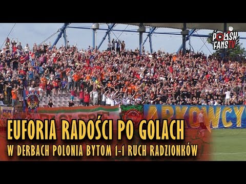Euforia radości po golach w derbach Polonia Bytom 1-1 Ruch Radzionków (16.06.2018 r.)