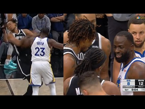 Draymond and Nic Claxton get tangled up 3mins into game then Claxton dunks on him