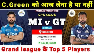 Mumbai Indians vs Gujarat Titans Dream11 Prediction || MI vs GT Dream11 Team || IPL2023