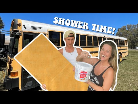 BUILDING A SHOWER IN OUR SCHOOL BUS!!!