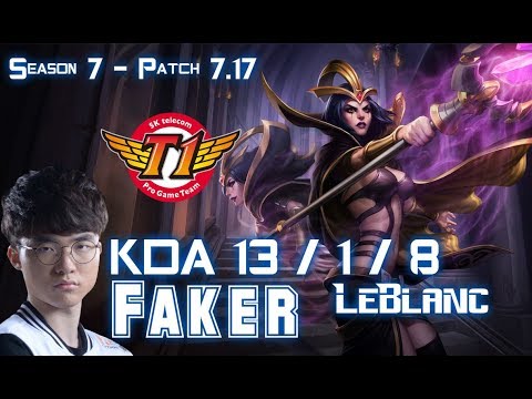 SKT T1 Faker LEBLANC vs KARMA Mid - Patch 7.17 KR Ranked