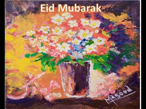 Greeting Cards Latest Paintings Handmade|Quick Floral Impressionist Acrylic Painting| with Masood