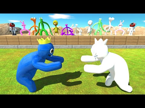 Rainbow Friends VS Albino Rainbow Friends - Animal Revolt Battle Simulator