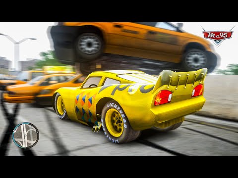 Crazy Rayo Lightning McQueen Pro Yellow Car Crashes Ep.10 - GTA 4
