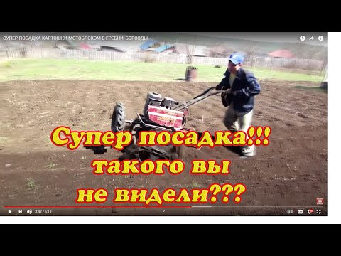 СУПЕР ПОСАДКА КАРТОШКИ МОТОБЛОКОМ В ГРЕБНИ, БОРОЗДЫ