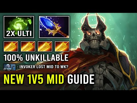 How to Play Mid Wraith King in 7.33 Against Invoker with 100% Unkillable Refresher + Aghanim Dota 2