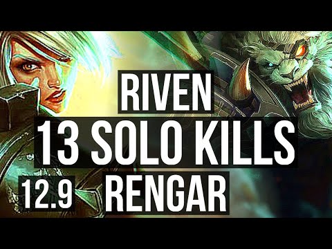 RIVEN vs RENGAR (TOP) | Rank 1 Riven, 13 solo kills, 1.5M mastery, Legendary | BR Challenger | 12.9