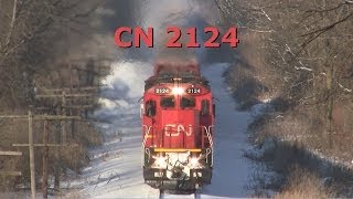 preview picture of video 'CN 2124 East, a C40-8 Overhead View on 2-2-2014'