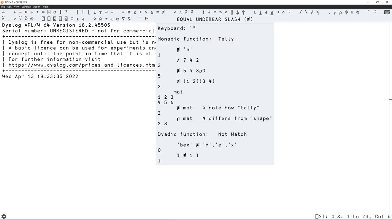 Overview of RIDE – Remote IDE for Dyalog APL