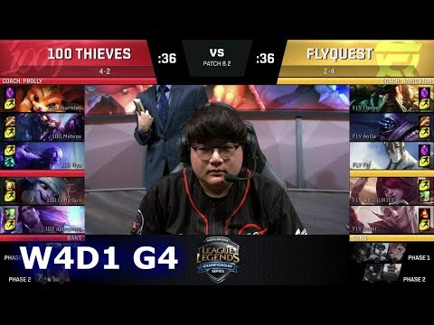 100 Thieves vs FlyQuest | Week 4 Day 1 of S8 NA LCS Spring 2018 | 100 vs FLY W4D1 G4