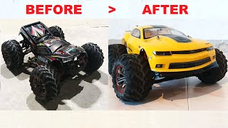 How to mount a custom RC car body? Replacing an old car body with Chevrolet Camaro one. 1:10 scale.