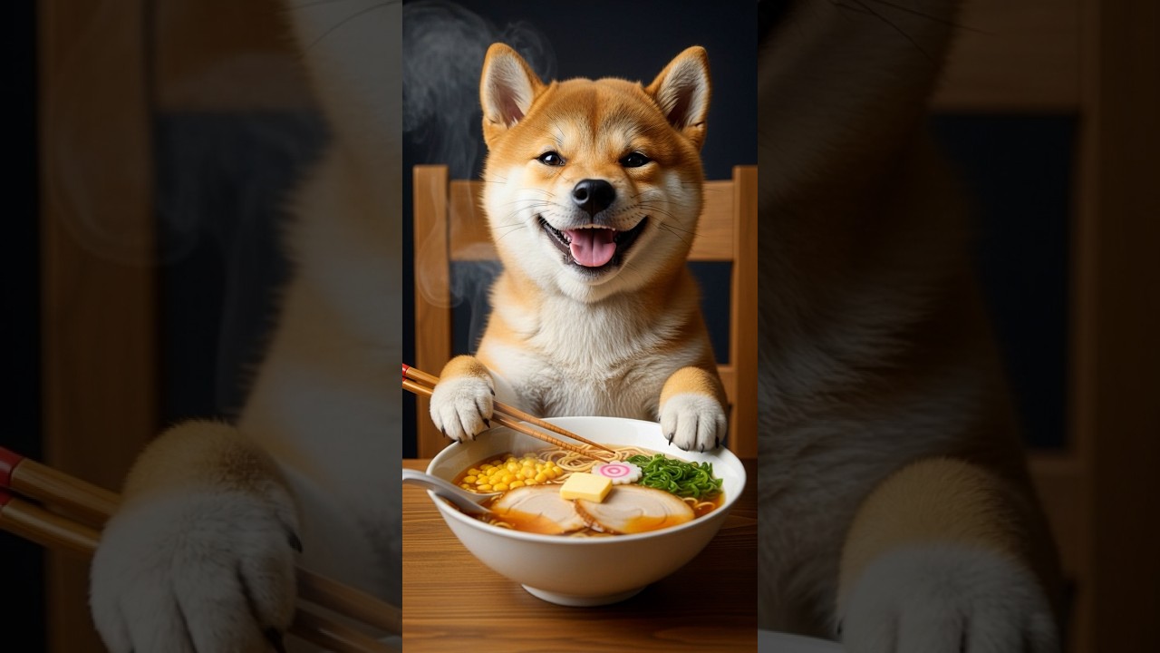 さぶろうパパが作ったおつまみ美味しそうだったワン🐶Papa Saburo’s snack looks so tasty, woof!  #柴犬はるの子育て日記 #癒し動画 #shibainu #ai