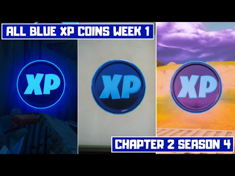 All 3 Blue XP Coins Locations Week 1! - Deja Blue Punch Card Fortnite Chapter 2 Season 4