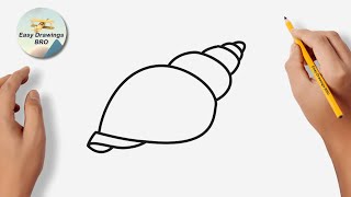 Drawing shell tutorial | How to draw a seashell | Easy Drawings BRO