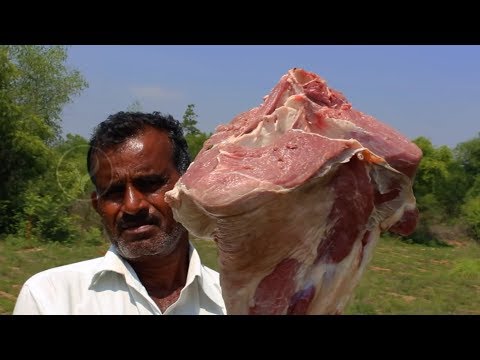 Daddy Cooking Big Beef Leg Piece Gravy In My Village | Spicy Beef Masala Recipe