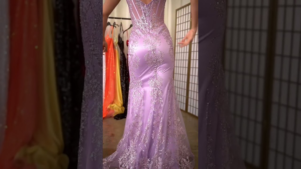 x Fitted Floral Glitter Print Corset Gown💟