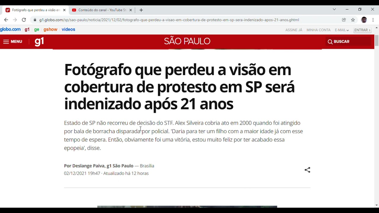 Fotógrafo que perdeu a visão em cobertura de protesto em SP será indenizado após 21 anos