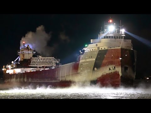 Arthur M. Anderson - Winter Layup Arrival in Extreme Cold