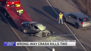 2 dead after fiery wrong-way crash in north suburbs