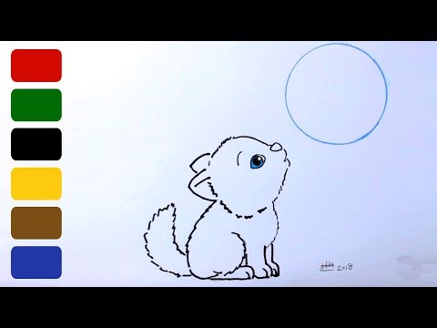 How to Draw a Wolf Cub Howling at the Moon - YouTube