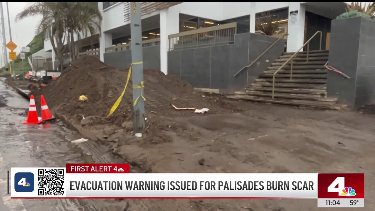 Evacuation warning in effect for Palisades Fire burn scar area